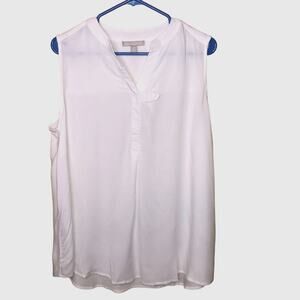 Woman Within Tank Top White V-Neck Rayon Shirt New 14/16